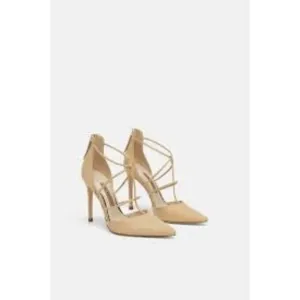 Zara Sand T-Strap Heels