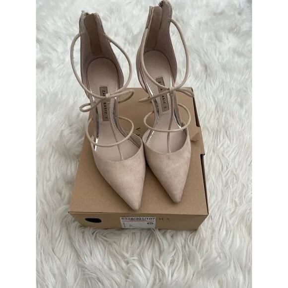 Zara Sand T-Strap Heels