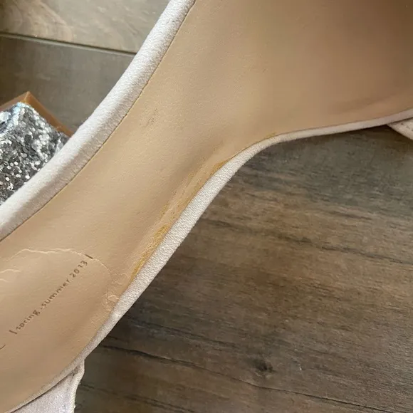 {Zara} Size 39 Studded Block Heels Silver