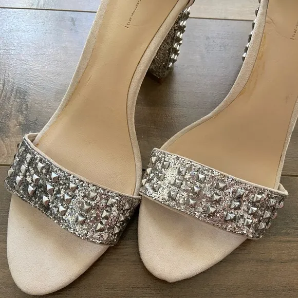 {Zara} Size 39 Studded Block Heels Silver