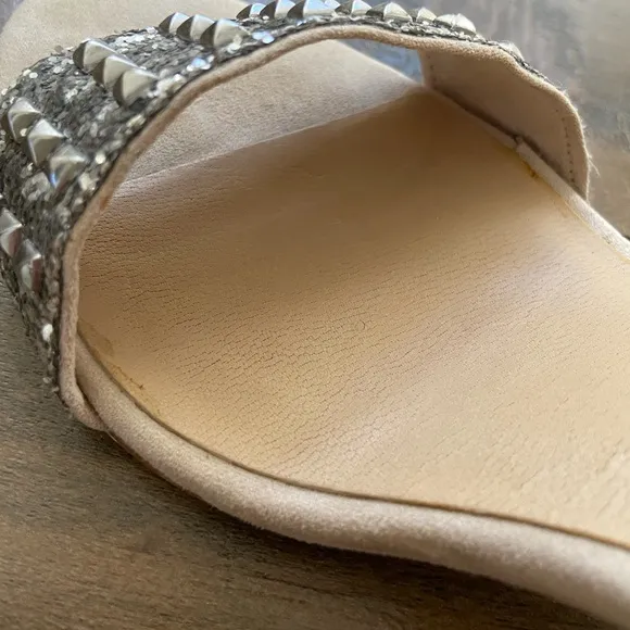 {Zara} Size 39 Studded Block Heels Silver