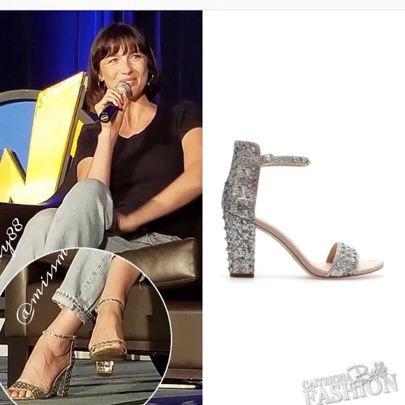 {Zara} Size 39 Studded Block Heels Silver