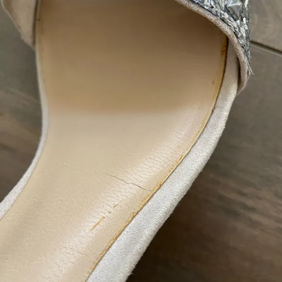 {Zara} Size 39 Studded Block Heels Silver