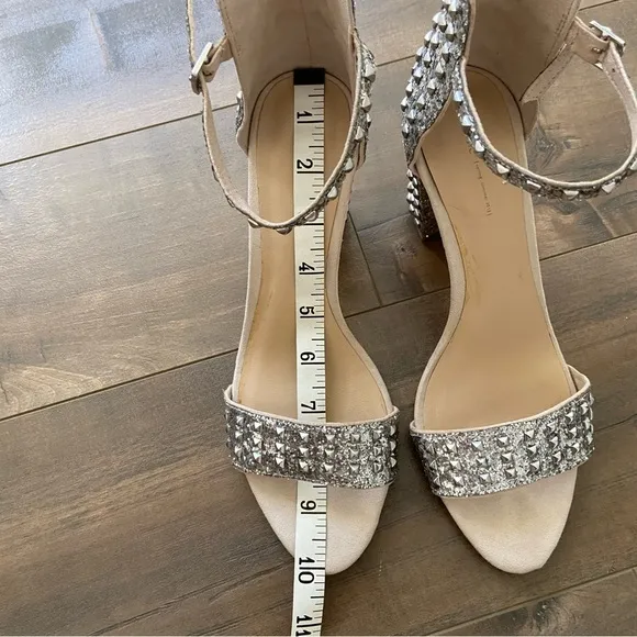 {Zara} Size 39 Studded Block Heels Silver