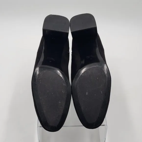 Zara Velvet Booties Gold Trimmed Block Heels