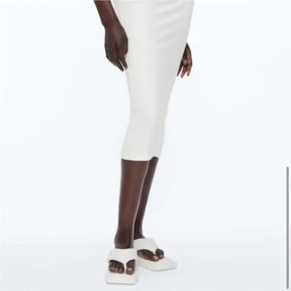 Zara White Leather Quilted Slides Shoes Size 8 US