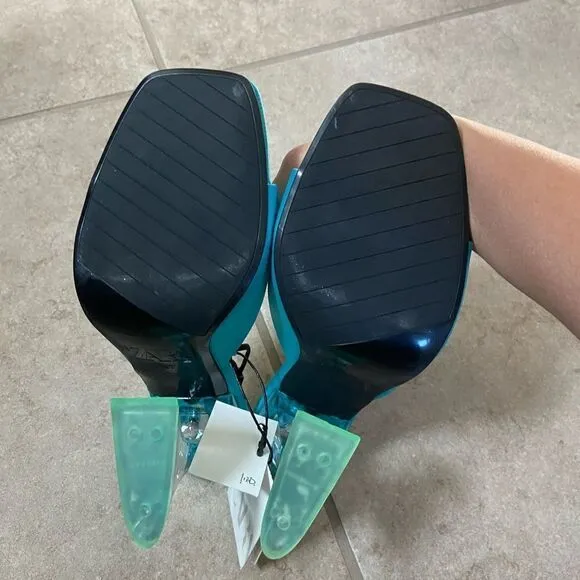 Zara Blue Clear Block Heels