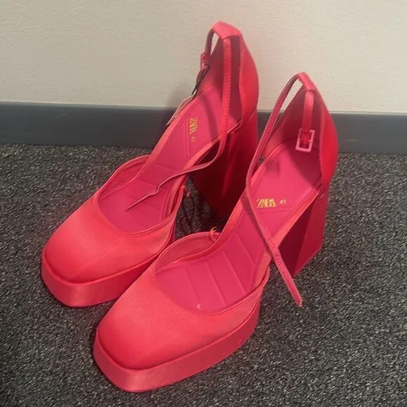 Zara Pink Chunky Heels