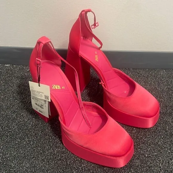 Zara Pink Chunky Heels