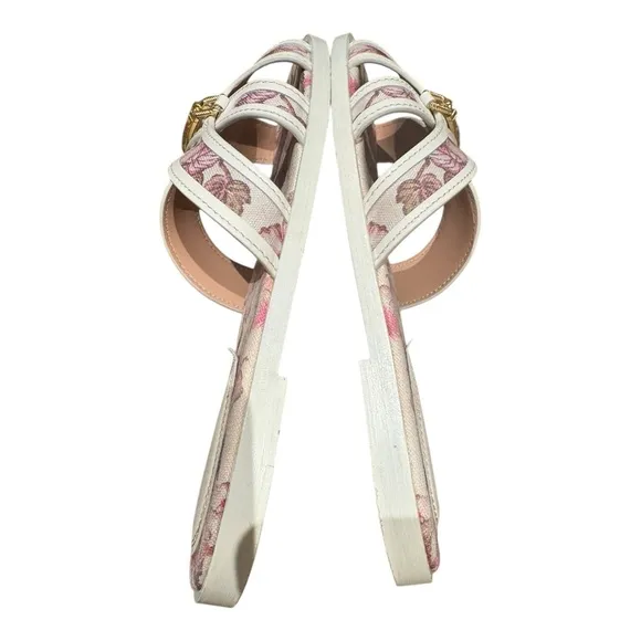 Zimmermann Women’s Floral White Pink Sandals with Gold Accents Size 9
