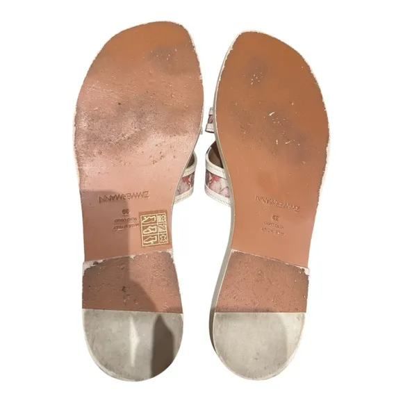 Zimmermann Women’s Floral White Pink Sandals with Gold Accents Size 9