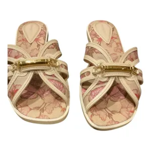 Zimmermann Women’s Floral White Pink Sandals with Gold Accents Size 9