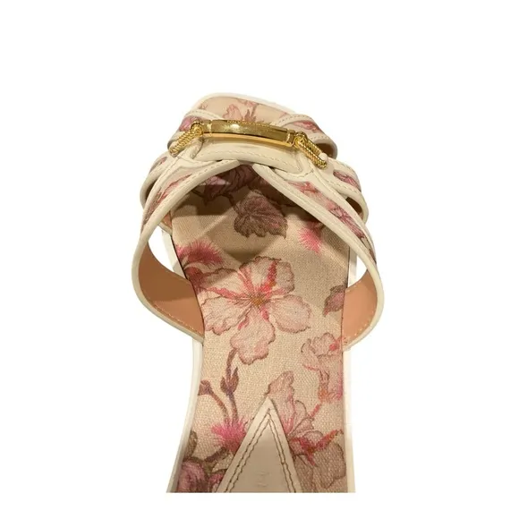 Zimmermann Women’s Floral White Pink Sandals with Gold Accents Size 9