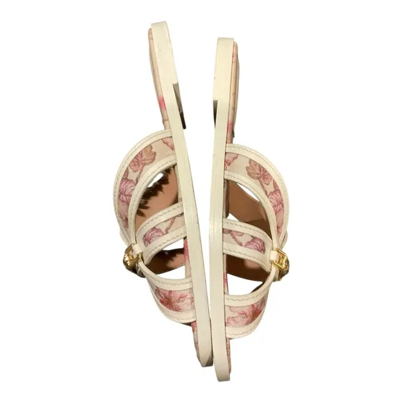 Zimmermann Women’s Floral White Pink Sandals with Gold Accents Size 9